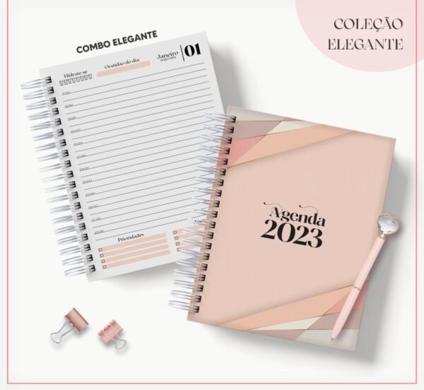 Agenda 2023 Rosa com Formas Geométricas - Arquivo Digital