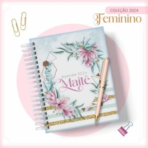 agenda 2024 floral azul gold arquivo digital agendas 2024