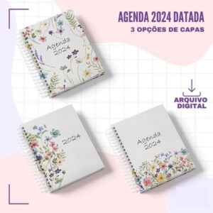 agenda 2024 floral datada arquivo digital agenda clean