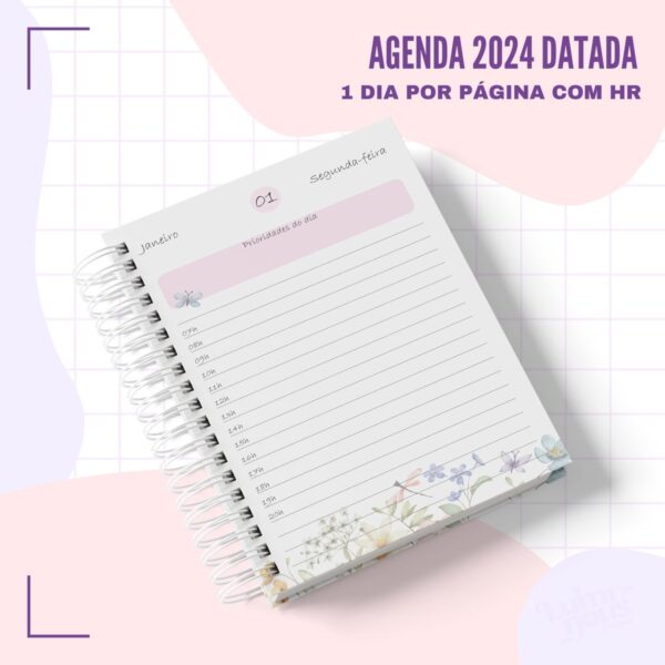 Agenda 2024 Floral Datada - Arquivo Digital - Imagem 4