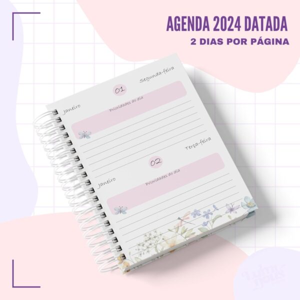 Agenda 2024 Floral Datada - Arquivo Digital - Imagem 2