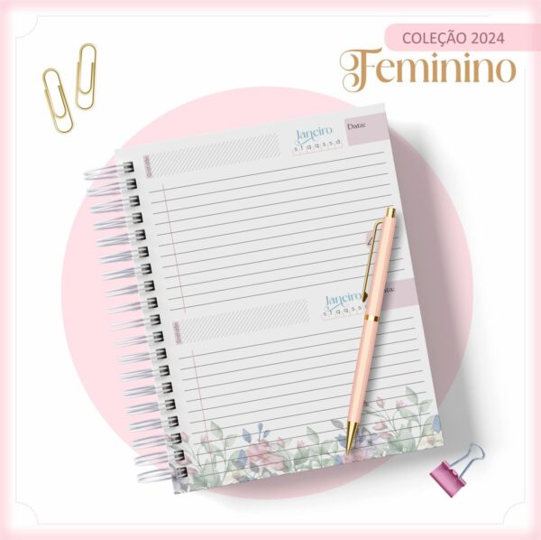 Agenda 2024 Floral Feminino - Arquivo Digital