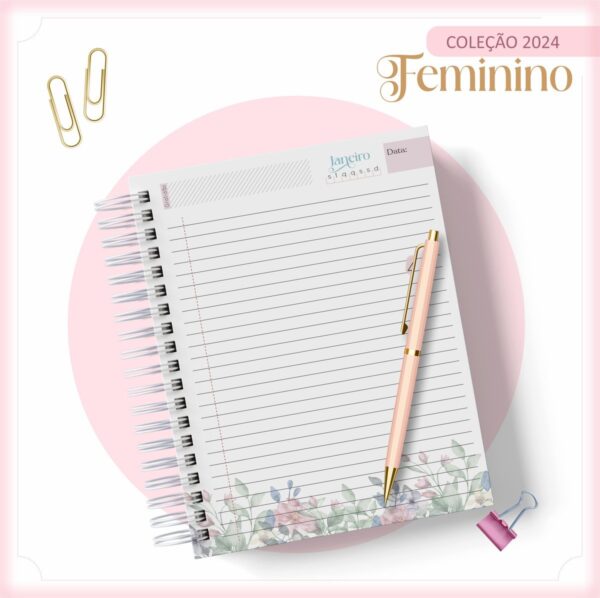 Agenda 2024 Floral Feminino - Arquivo Digital