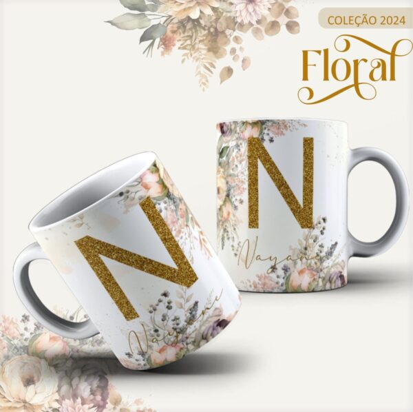 Agenda 2024 Floral Gold - Arquivo Digital