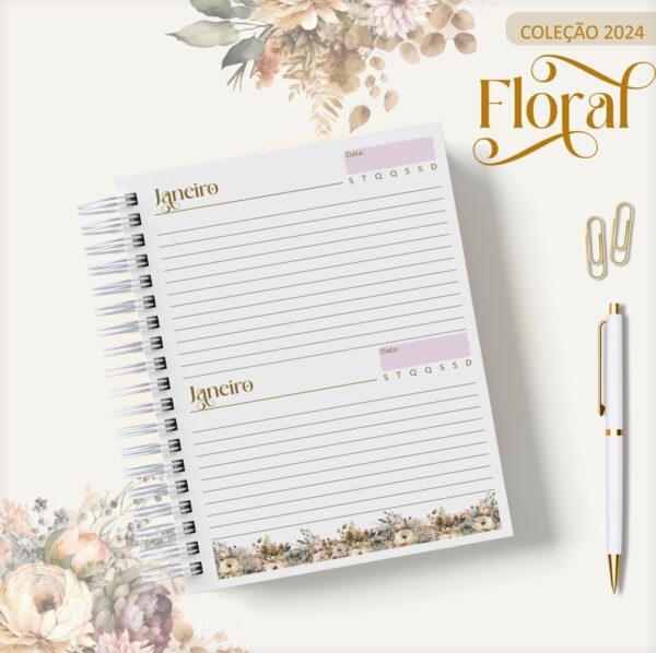 Agenda 2024 Floral Gold - Arquivo Digital - Imagem 3