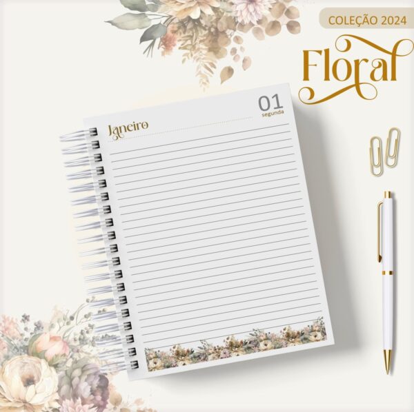 Agenda 2024 Floral Gold - Arquivo Digital - Imagem 2