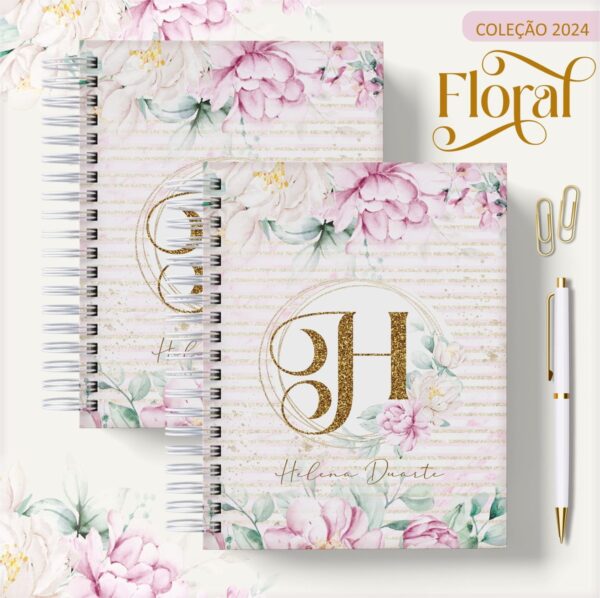 Agenda 2024 Floral Rosa - Arquivo Digital
