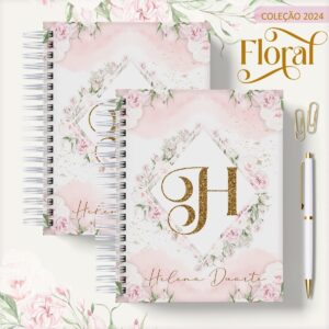 Agenda 2024 Floral Rosa Clean - Arquivo Digital