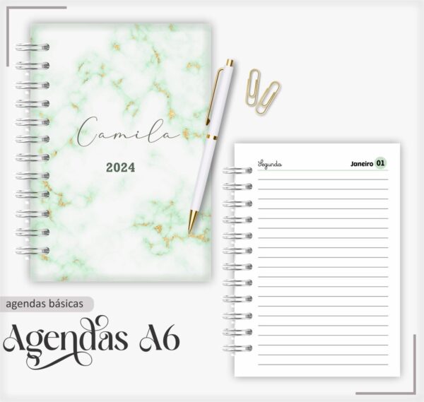 Agenda 2024 Marble Verde - Arquivo Digital