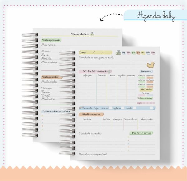 Agenda Baby Menina e Menino - Arquivo Digital