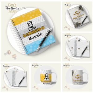 agenda barbeiro masculina arquivo digital papel e scrapbook