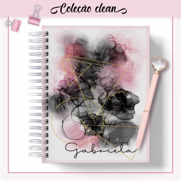 Agenda Clean Pink Black Datada 2023 - Arquivo Digital