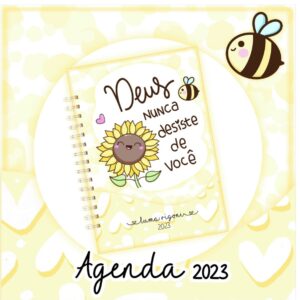 agenda datada 2023 girassol amarelo arquivo digital papelaria