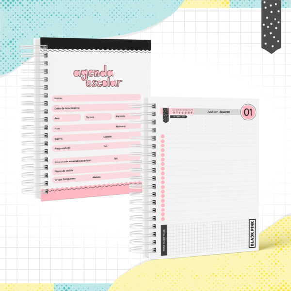 Agenda Escolar Black Pink - Arquivo Digital - Imagem 2