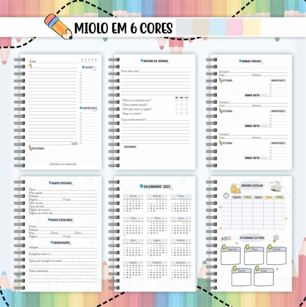 Agenda Escolar Colorida - Arquivo Digital