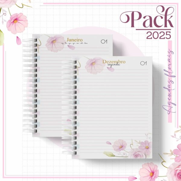 Agenda Feminina Floral Candy 2025 - Arquivo Digital