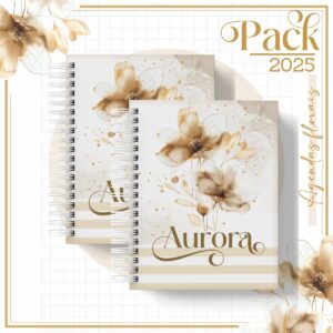 agenda feminina floral gold 2025 arquivo digital papel e scrapbook