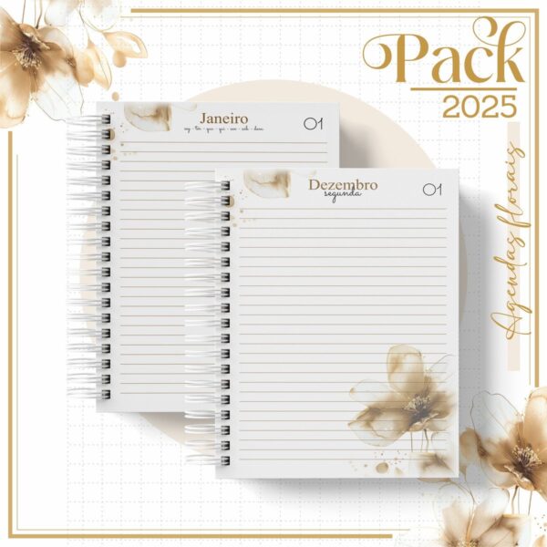 Agenda Feminina Floral Gold 2025 - Arquivo Digital - Imagem 2