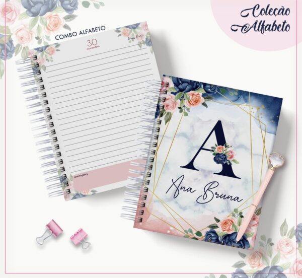 Agenda Floral Azul - Datada 2023 - Arquivo Digital