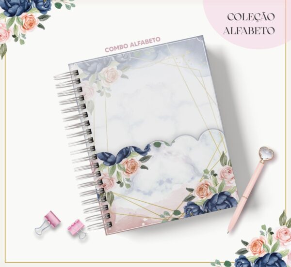 Agenda Floral Azul - Datada 2023 - Arquivo Digital