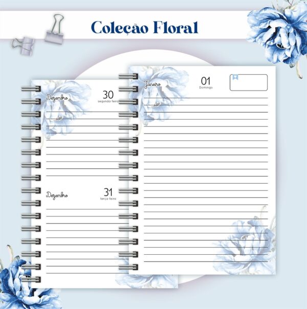Agenda Floral Azul Datada 2023 - Arquivo Digital - Imagem 2