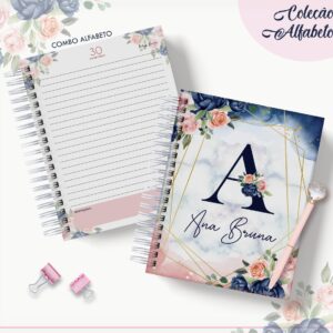 agenda floral azul datada 2023 arquivo digital arquivo encadernacao 1