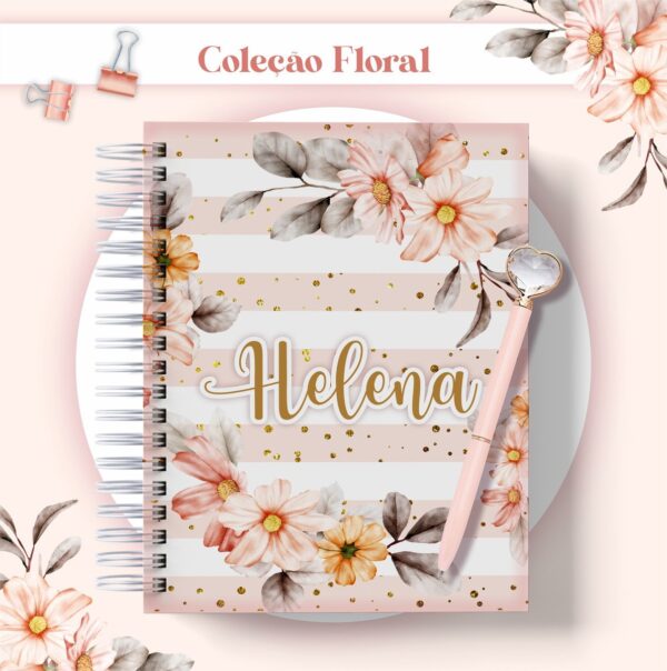 Agenda Floral Listrado Datada 2023 - Arquivo Digital