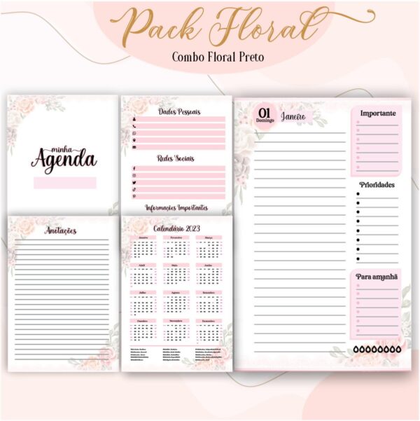 Agenda Floral Preto 2023 - Arquivo Digital