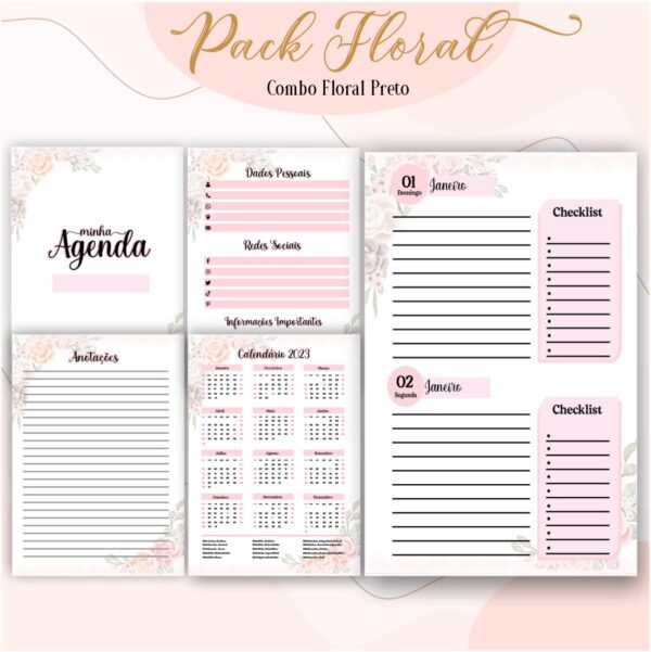 Agenda Floral Preto 2023 - Arquivo Digital