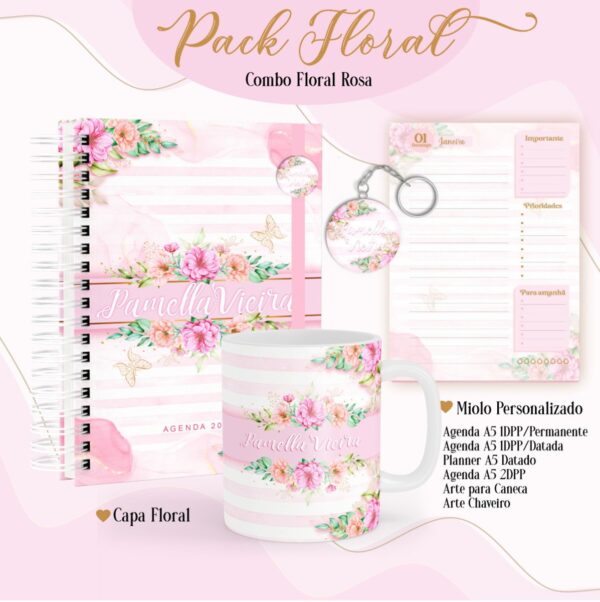 Agenda Floral Rosa 2023 - Arquivo Digital