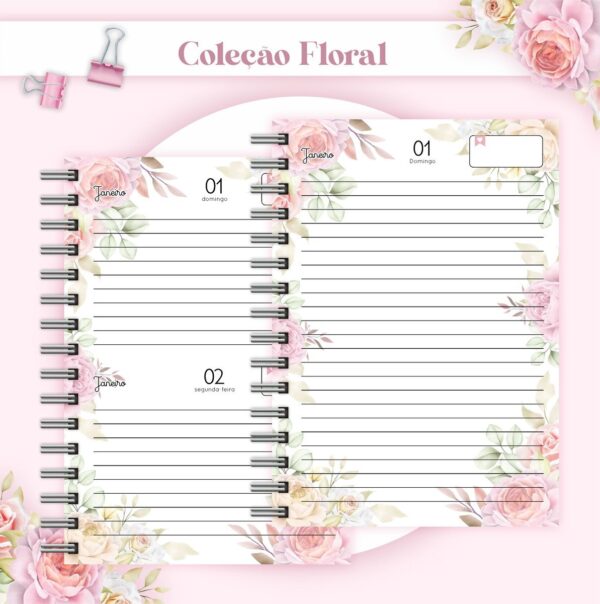 Agenda Floral Rosa Datada 2023 - Arquivo Digital - Imagem 2