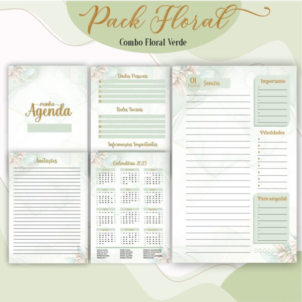Agenda Floral Verde 2023 - Arquivo Digital