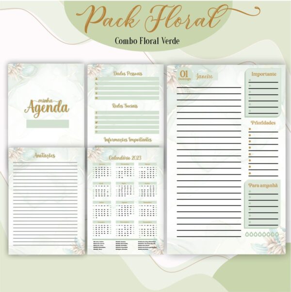 Agenda Floral Verde 2023 - Arquivo Digital