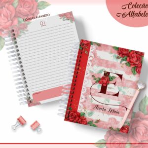 agenda floral vermelho datada 2023 arquivo digital papel e cia 1