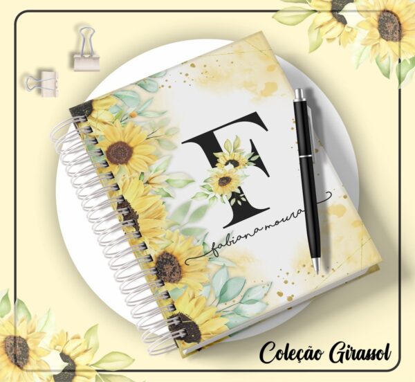 Agenda Girassol Alfabeto Floral - Arquivo Digital