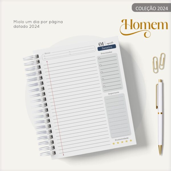 Agenda Masculina Azul e Cinza - Arquivo Digital