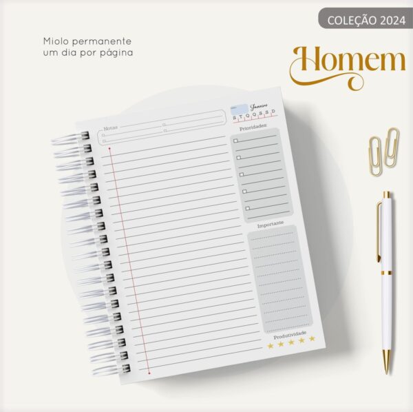 Agenda Masculina Azul e Cinza - Arquivo Digital
