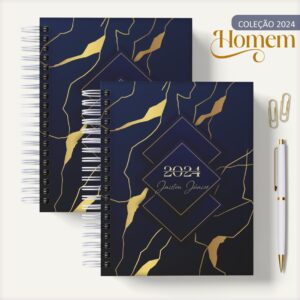 agenda masculina azul e dourado arquivo digital agenda masculina azul