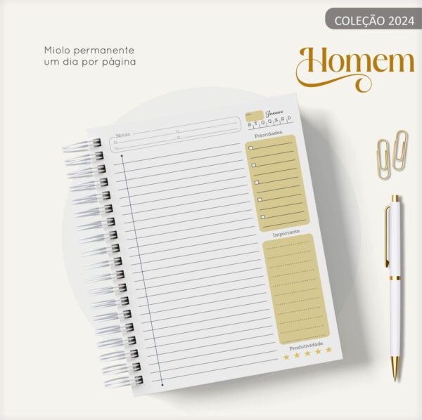 Agenda Masculina Azul e Dourado- Arquivo Digital - Imagem 3