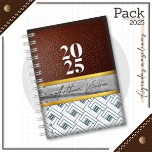 Agenda Masculina Couro Marrom 2025 - Arquivo Digital