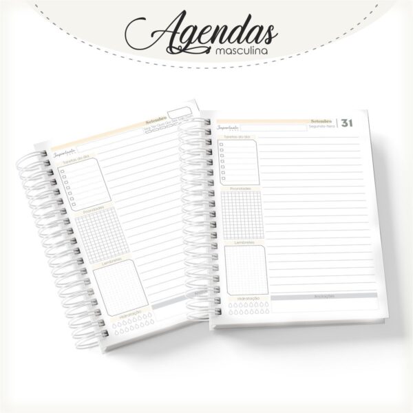 Agenda Masculina Iniciais Dourada - Arquivo Digital - Imagem 2