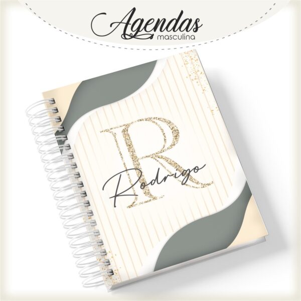 Agenda Masculina Iniciais Dourada - Arquivo Digital
