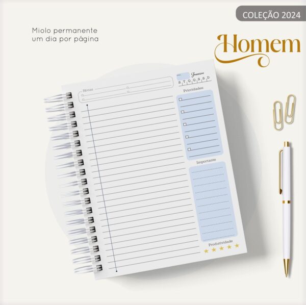 Agenda Masculina Quadrinho Azul e Branco - Arquivo Digital