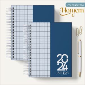 Agenda Masculina Quadrinho Azul e Branco - Arquivo Digital