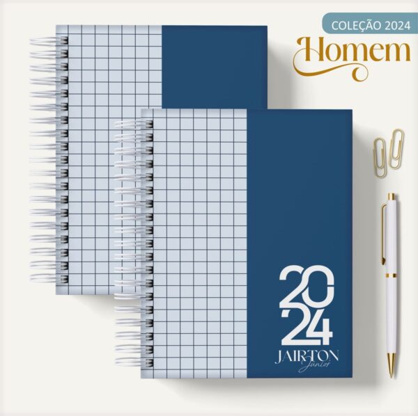 Agenda Masculina Quadrinho Azul e Branco - Arquivo Digital