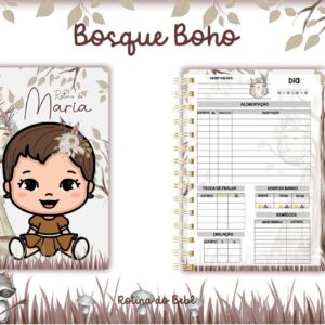 agenda rotina do bebe bosque menina arquivo digital diario do bebe
