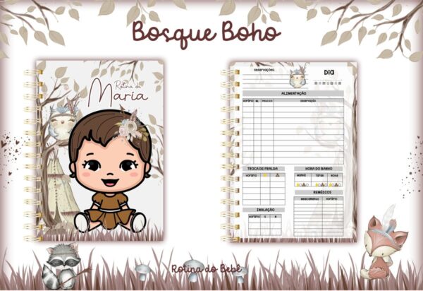 Agenda Rotina do Bebê Bosque Menina - Arquivo Digital