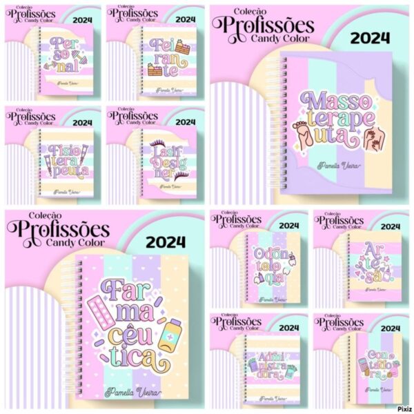 Agendas Profissões Femininas Candy Color - Arquivo Digital