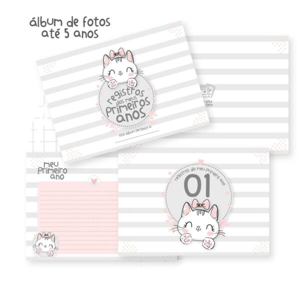 Álbum de Fotos A5 Horizontal Gatinha (0 a 5 anos) - Imagem 2