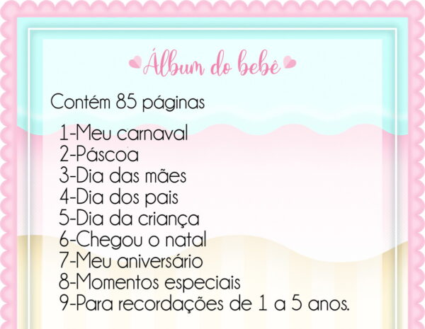 Álbum do Bebê Baby Menina - Arquivo Digital